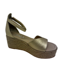 Metallic leather espadrille heel