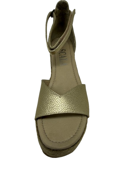 Metallic leather espadrille heel