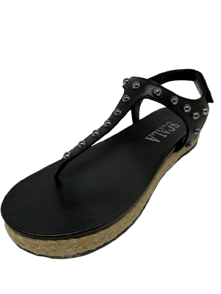 Riveted espadrille flat sandal
