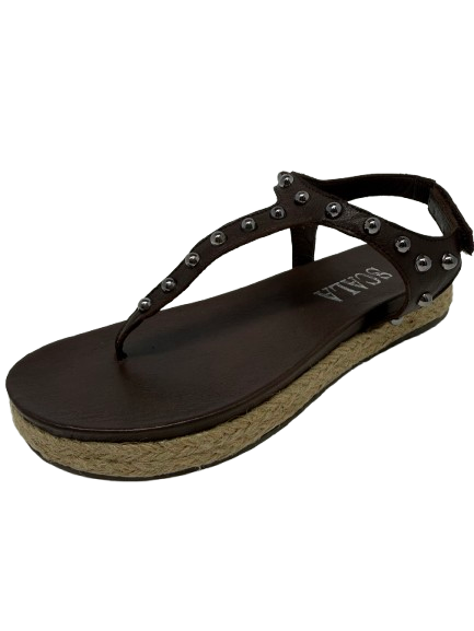 Riveted espadrille flat sandal