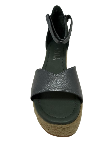 Metallic leather espadrille heel